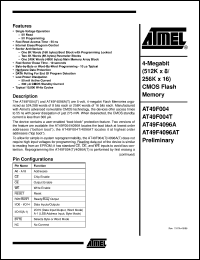 Click here to download AT49F4096A-90TI Datasheet