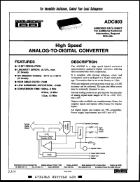 Click here to download ADC803SM Datasheet