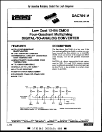 Click here to download DAC7541AAH Datasheet