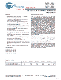 Click here to download CY7C1416BV18-250BZI Datasheet