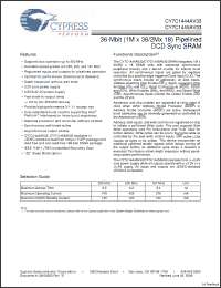 Click here to download CY7C1444AV33-167BZI Datasheet