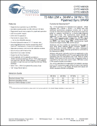 Click here to download CY7C1482V25-200BZI Datasheet