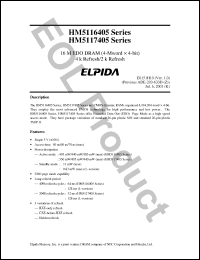 Click here to download HM5116405S-6 Datasheet