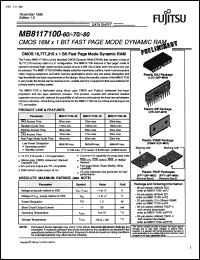 Click here to download MB8117100-70PFTN Datasheet