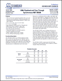 Click here to download GS8160Z18BGT-150IT Datasheet