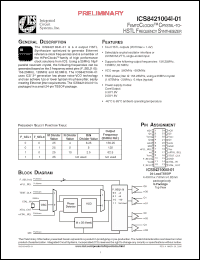 Click here to download ICS8421004AGI-01 Datasheet