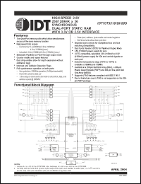 Click here to download IDT70T3519S166BFI Datasheet