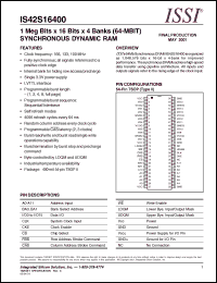 Click here to download IS42S16400-7T Datasheet