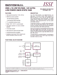 Click here to download IS62VV25616LL-70M Datasheet