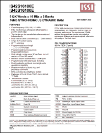 Click here to download IS42S16100E-5TL Datasheet