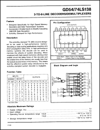 Click here to download GD54LS138J Datasheet