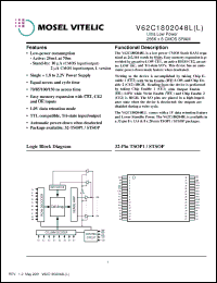 Click here to download V62C1802048L-85T Datasheet
