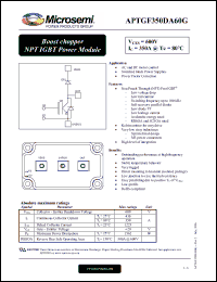 Click here to download APTGF350DA60G Datasheet