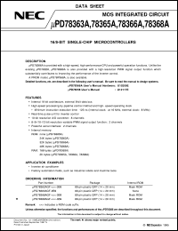 Click here to download UPD78366AGF-XXX-3B9 Datasheet