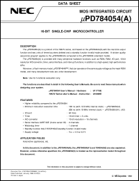 Click here to download UPD784054GC(A)-XXX-3B9 Datasheet