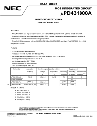 Click here to download uPD431000AGZ-85LL-KJH Datasheet