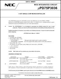 Click here to download UPD75P3036 Datasheet