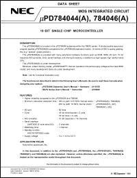 Click here to download UPD784046 Datasheet