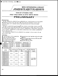 Click here to download UPD42S16170LLE-A70 Datasheet