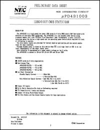 Click here to download UPD431003CZ85 Datasheet