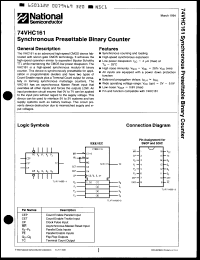 Click here to download MM74HC161N/A+ Datasheet