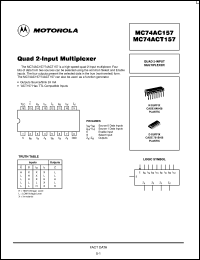 Click here to download MC74AC157DTEL Datasheet