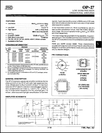 Click here to download OP27CZ/883C Datasheet