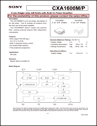 Click here to download CXA1600 Datasheet