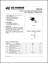 Click here to download BUL216 Datasheet