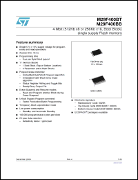 Click here to download M29F400BT70N3E Datasheet