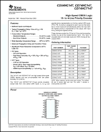 Click here to download CD74HC147EE4 Datasheet