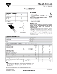 Click here to download SIHFI840G-E3 Datasheet