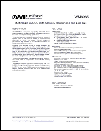 Click here to download WM8985_07 Datasheet