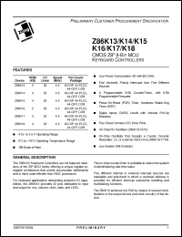 Click here to download Z86K1405PSC Datasheet