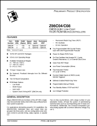 Click here to download Z86C0812PSC Datasheet