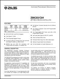 Click here to download Z86C8416PEC Datasheet