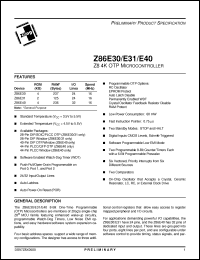 Click here to download Z86E3016PEC Datasheet